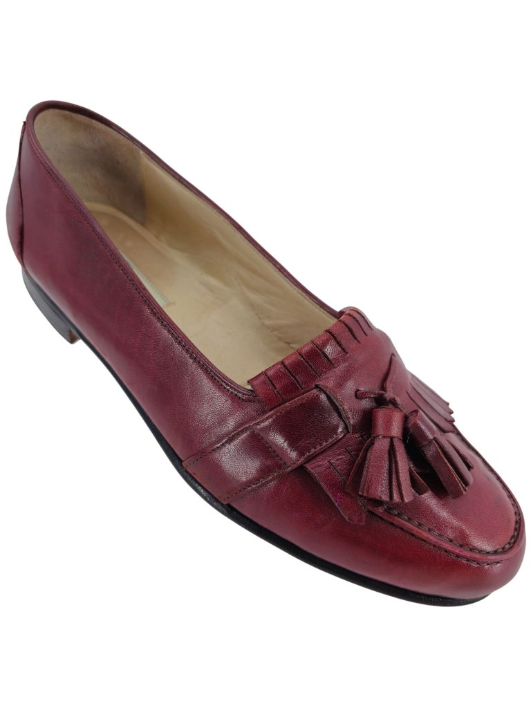Vintage Bragano Cole Haan Burgundy Leather Dress Shoes Men 9w Tassel Loafer Ital
